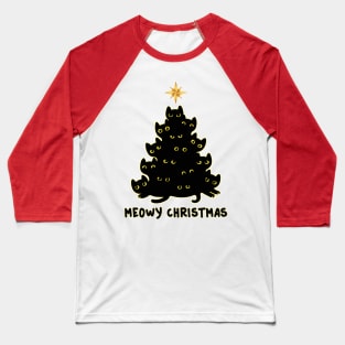 Black Cat Meowy Christmas Baseball T-Shirt